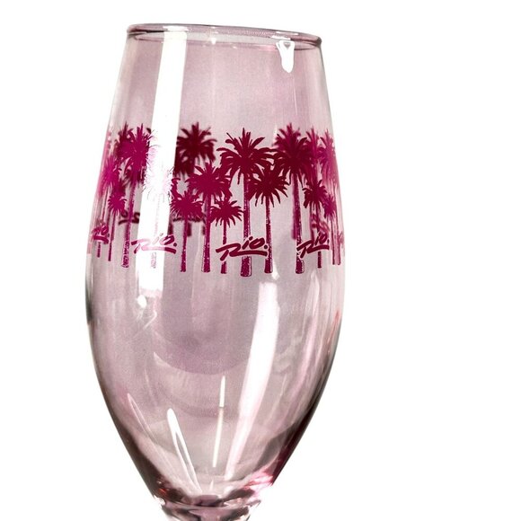 Rio Las Vegas Pink Palm Tree Champagne Glass EUC Fun Casino Collectible - Picture 3 of 8